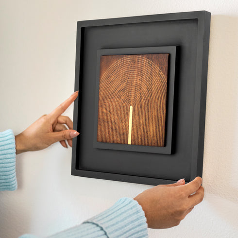 Wooden Wall Art with Modern Geometric Brass Design